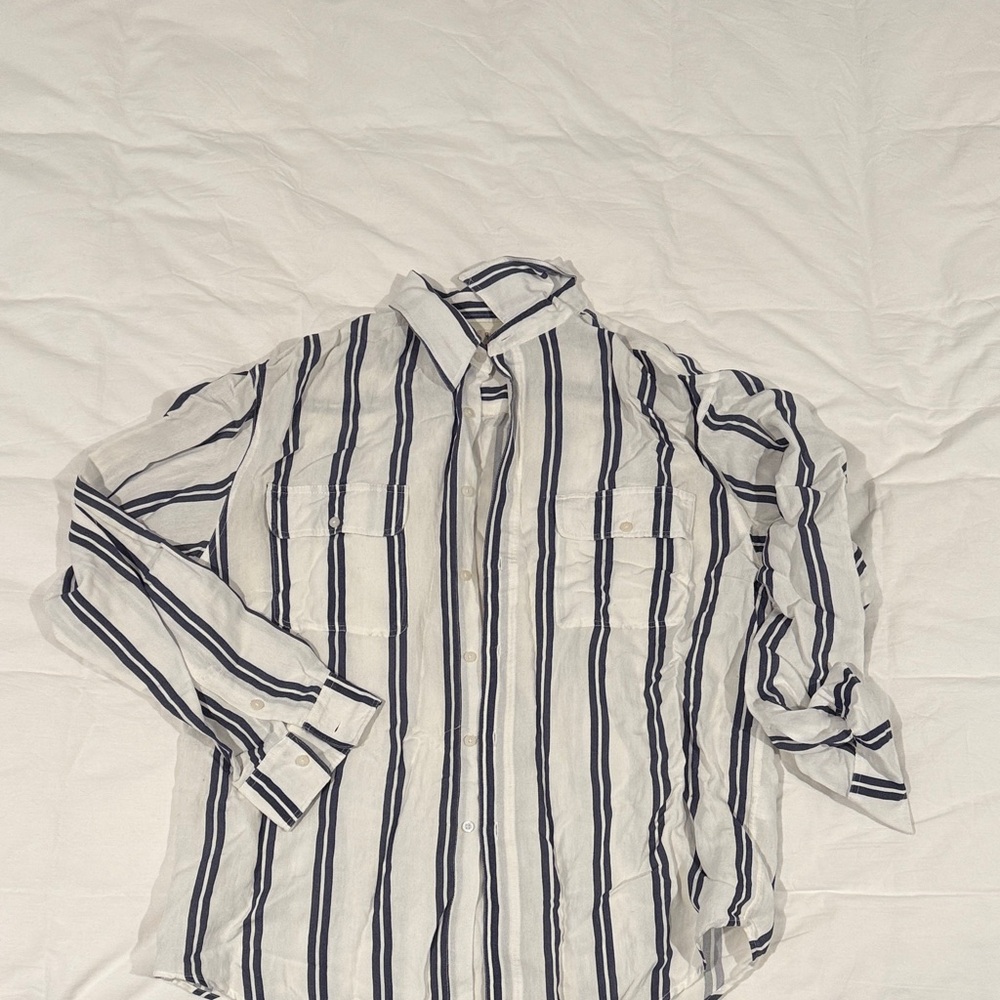 John Galt Women’s Striped White and Blue Shirt